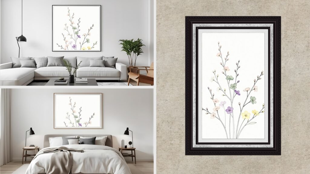 Minimalist Line Art of Blooming Branches