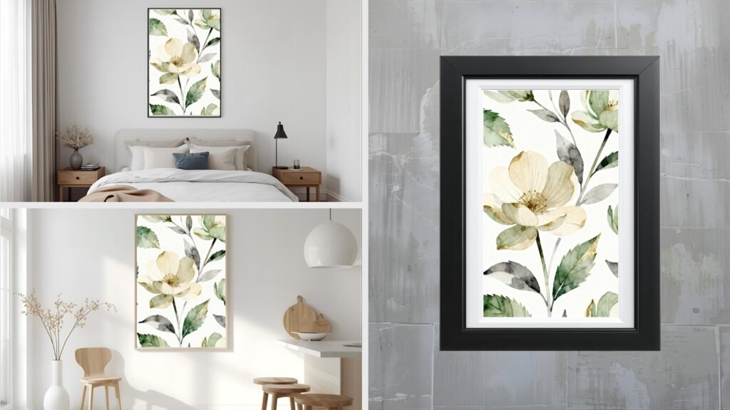 Monochromatic Botanical Prints with Gold Accents